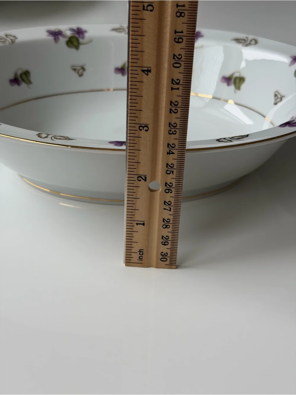 Noritake Avalon 5150 White Porcelain Oval Serving Bowl with Purple Voilet Floral